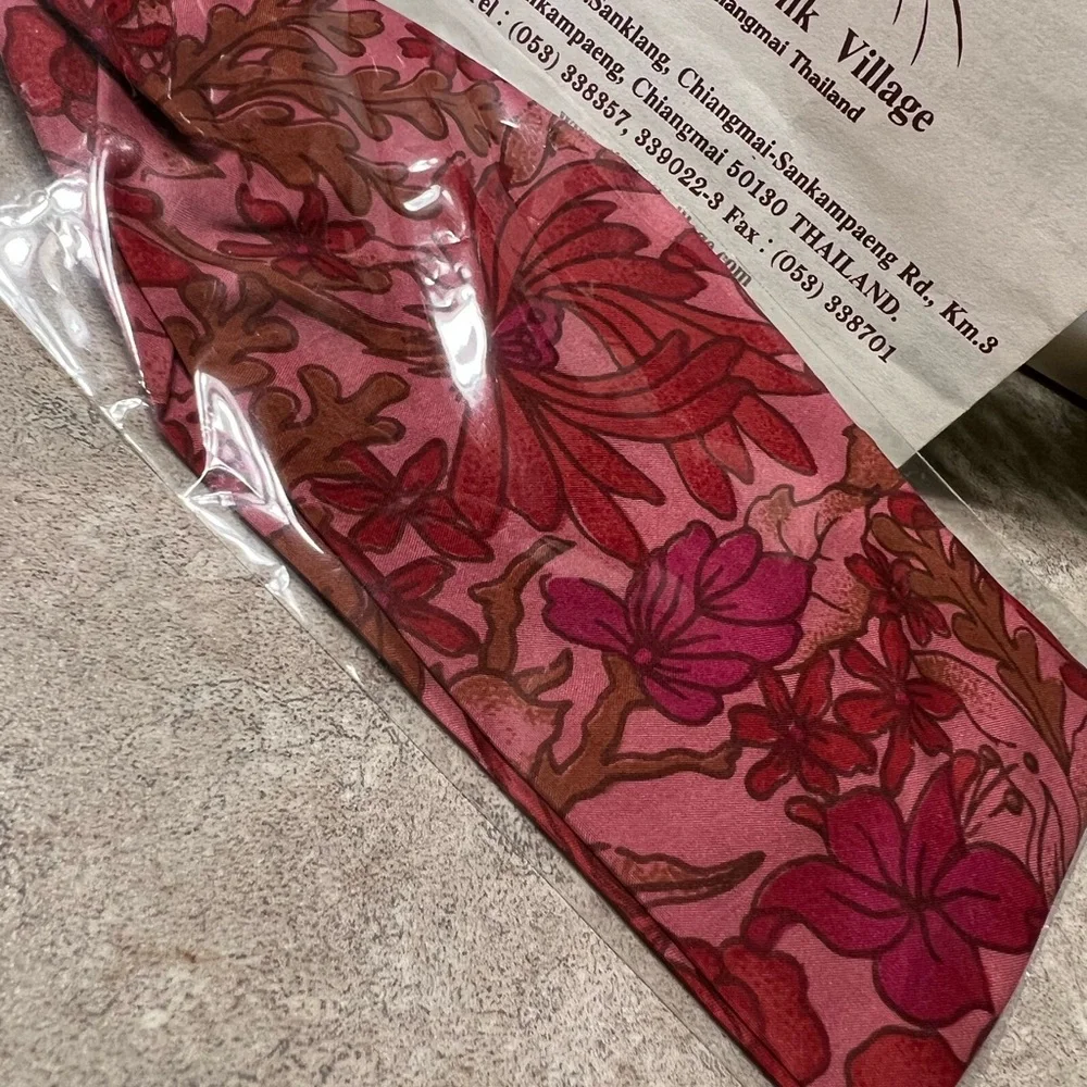 🌸🇹🇭🌺 100% Thai Silk Pink and Red Floral Headband 🌸🇹🇭🌺